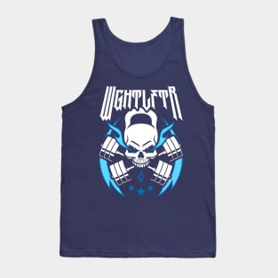 WGHTLFTR / Weightlifter (Kettlebell Skull Cross Barbell) Blue Blaze Tank Top